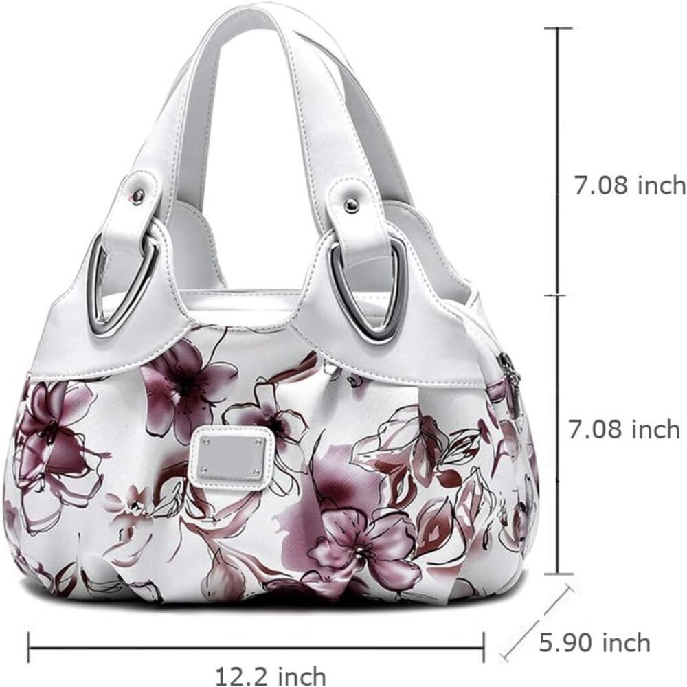 Vegan Leather Purse for Women Fashion Hobo Style Floral Handbag - Picture 2 of 5